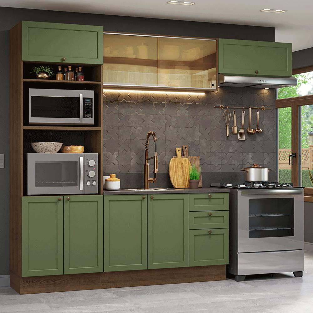 Cocina Integral Vik 2.70 Metros Marrón/Verde 04 img #1