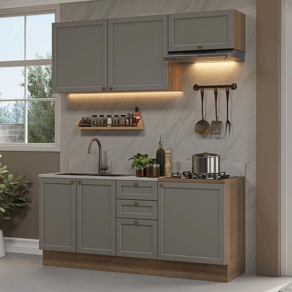 Cocina Integral Vik 1.80 Metros Marrón/Gris 01 img #1