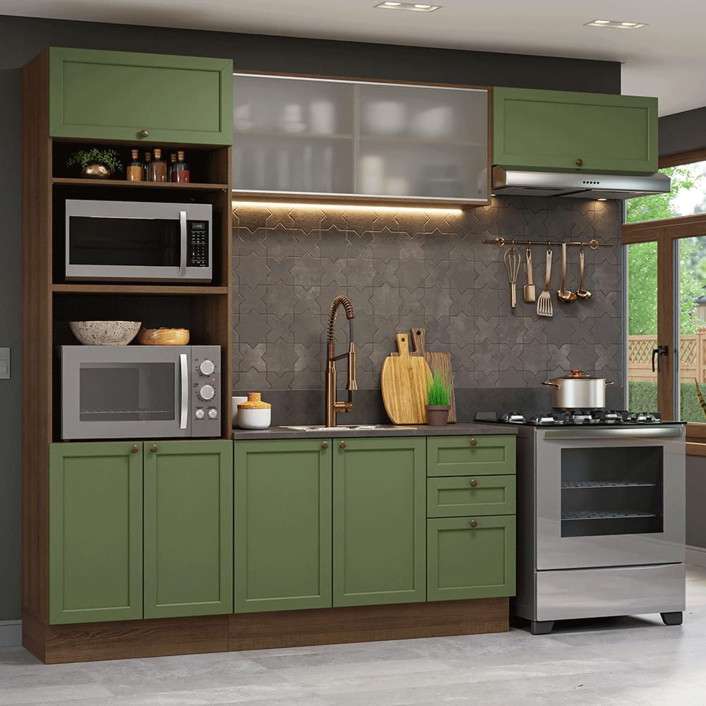 Cocina Integral Vik 2.70 Metros Marrón/Verde 03 img #1