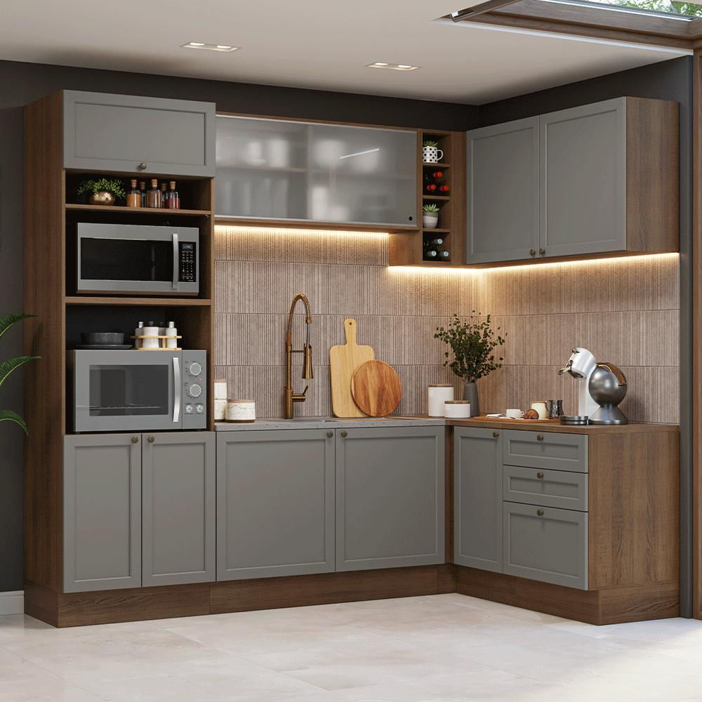 Cocina Integral De Esquina Vik 4.00 M Marrón/Gris 01 img #1