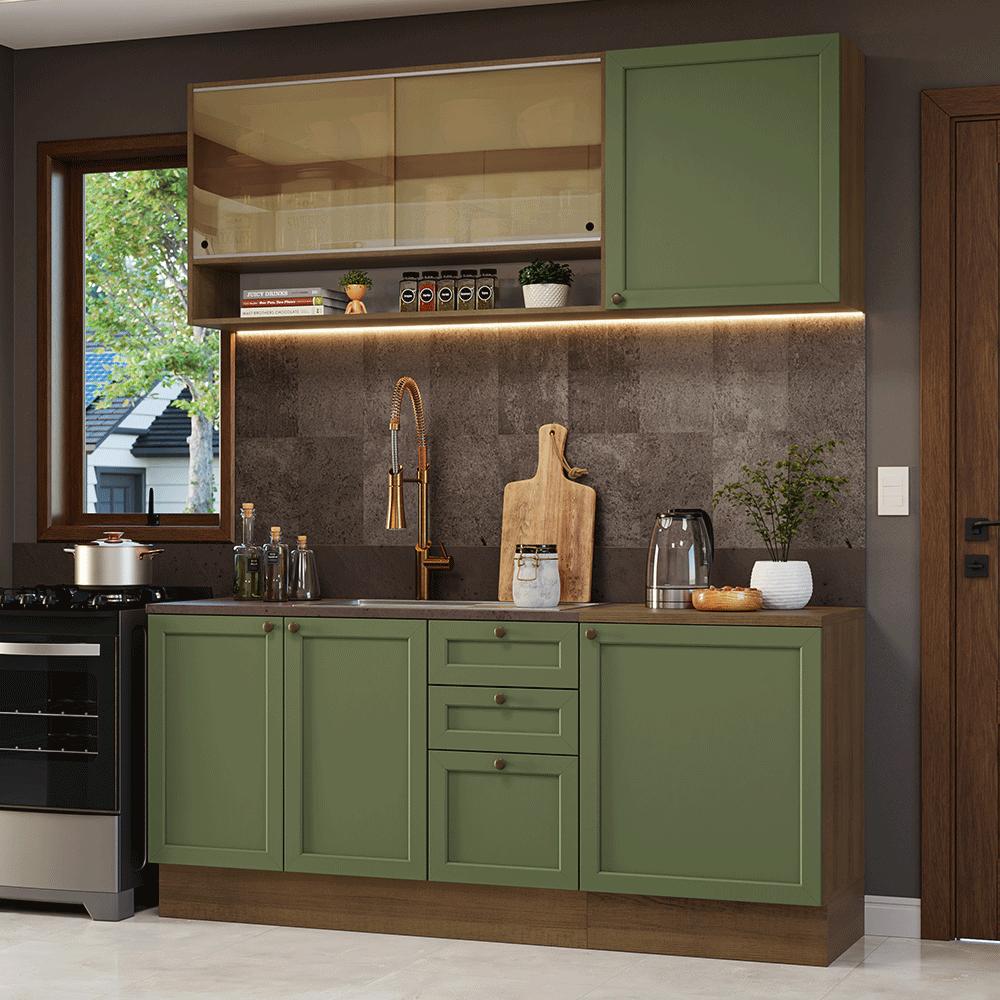 Cocina Integral Vik 1.80 Metros Marrón/Verde 04 img #1