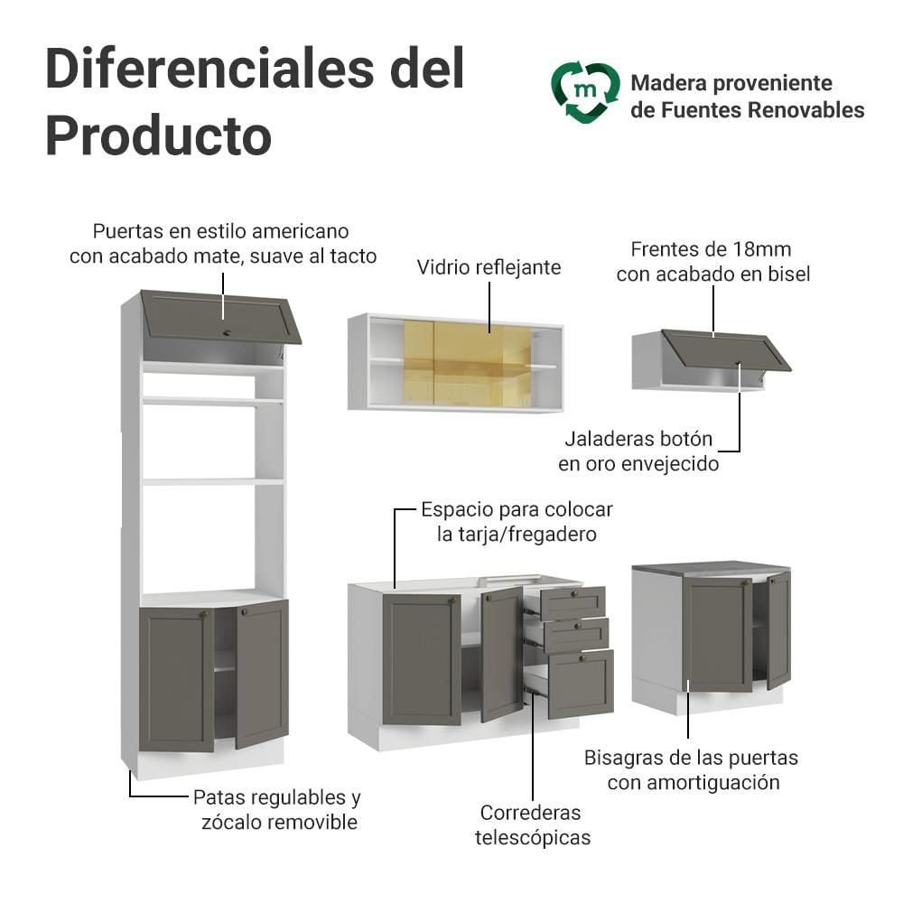 Cocina Integral Vik 2.70 Metros Blanco/Gris 02 img #3