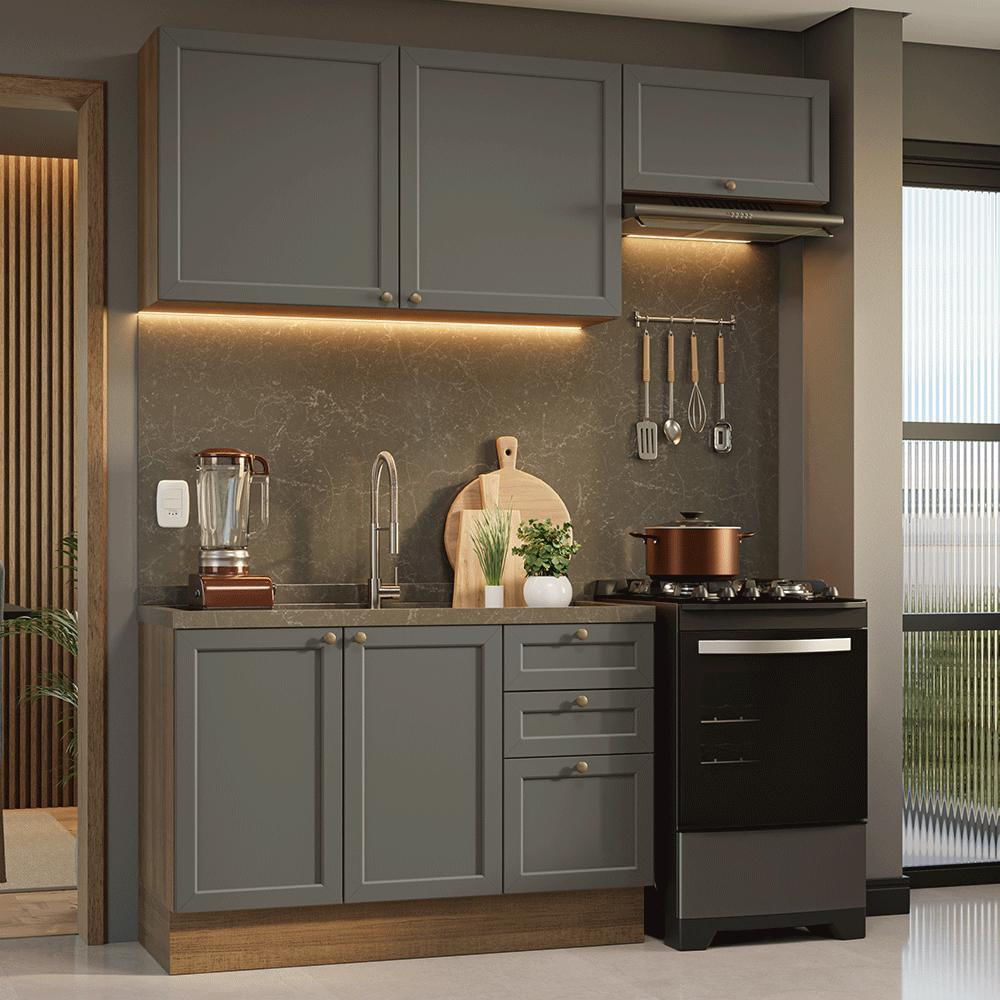Cocina Integral Vik 1.80 Metros Marrón/Gris 02 img #1
