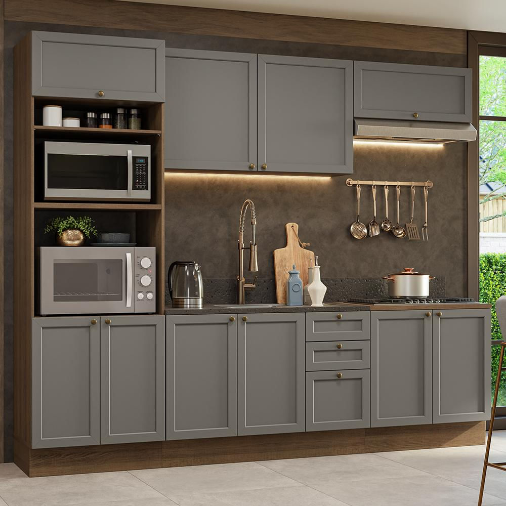 Cocina Integral Vik 2.70 Metros Marrón/Gris 01 img #1