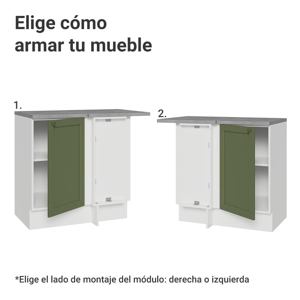 Mueble De Cocina Bajo De Esquina Vik 1 Puerta Blanco/Verde img #4