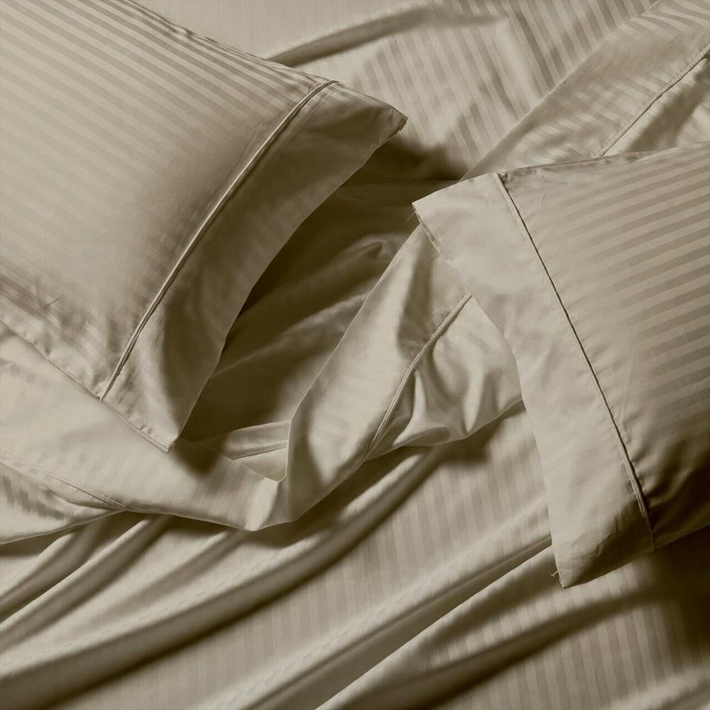 Juego De Sabanas Queen Mic Sateen Stripe Taupe img #2