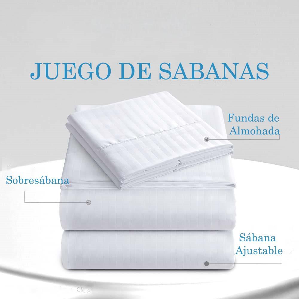 Juego De Sabanas Semidoble Mic Sateen Stripe Beige img #3