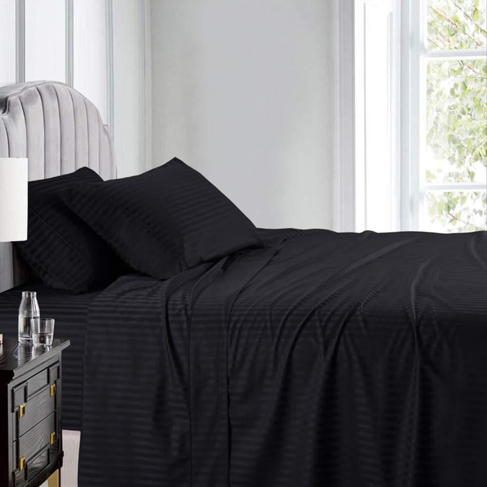 Juego De Sabanas Queen Mic Sateen Stripe Negro img #1