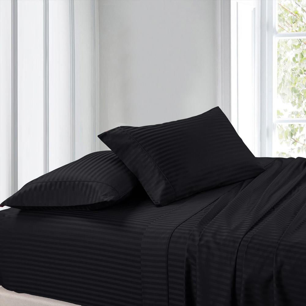 Juego De Sabanas Queen Mic Sateen Stripe Negro img #2