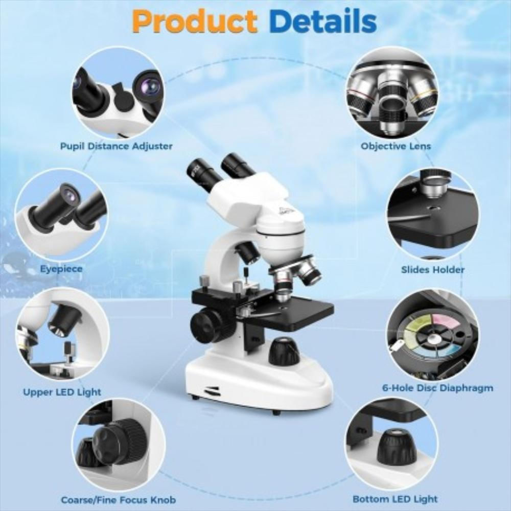 Microscopio Binocular Compuesto 40X 1000X img #2