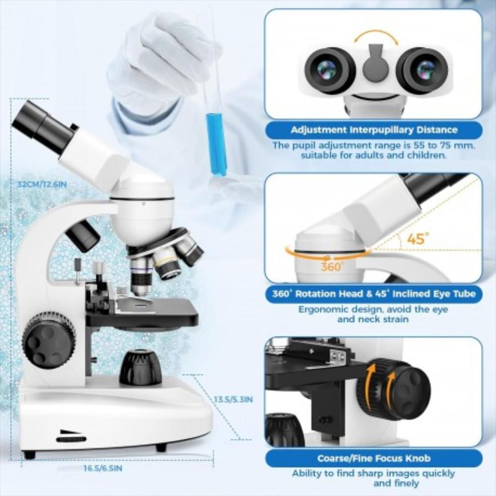 Microscopio Binocular Compuesto 40X 1000X img #4