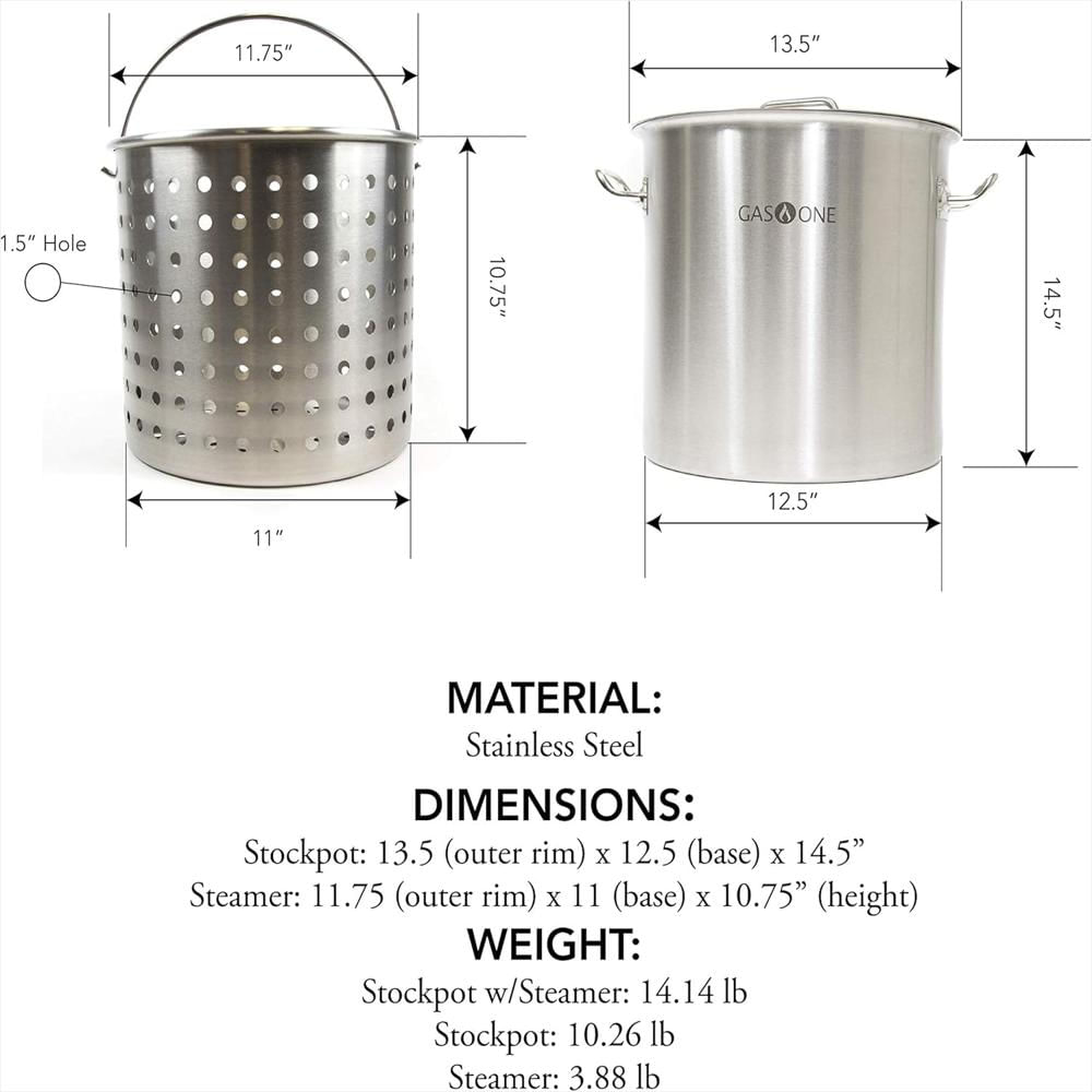 Olla Gas One Acero Inoxidable 32 Cuartos Cesta Para Freír Y Vapor Multiusos img #2