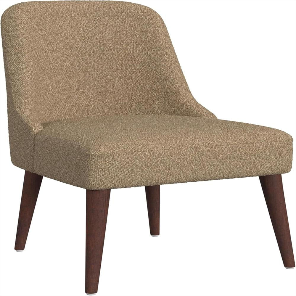 Silla De Comedor Homepop Tapizada Tela Marrón Madera Cónicas img #1