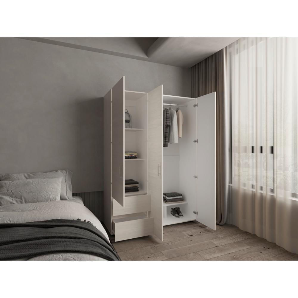 Closet Light 140, Nevado Y Blanco, Con Tres Puertas Abatibles img #2