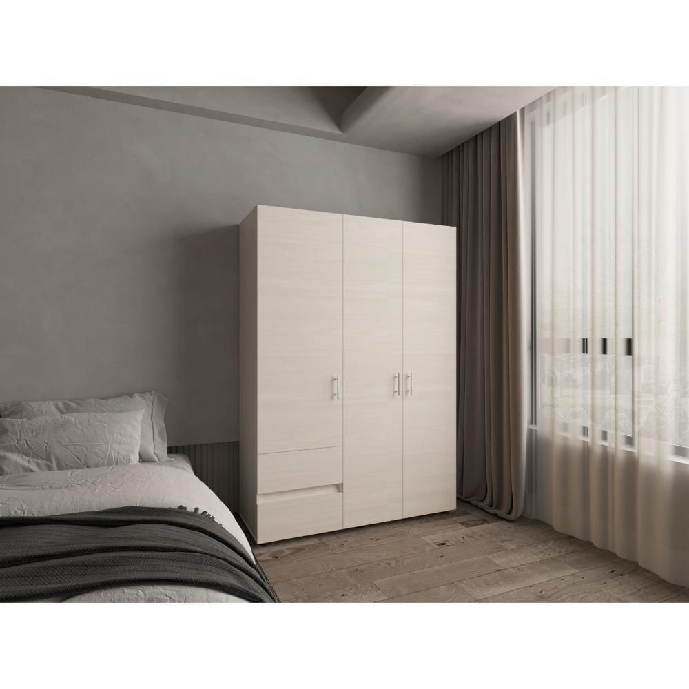 Closet Light 140, Nevado Y Blanco, Con Tres Puertas Abatibles img #3