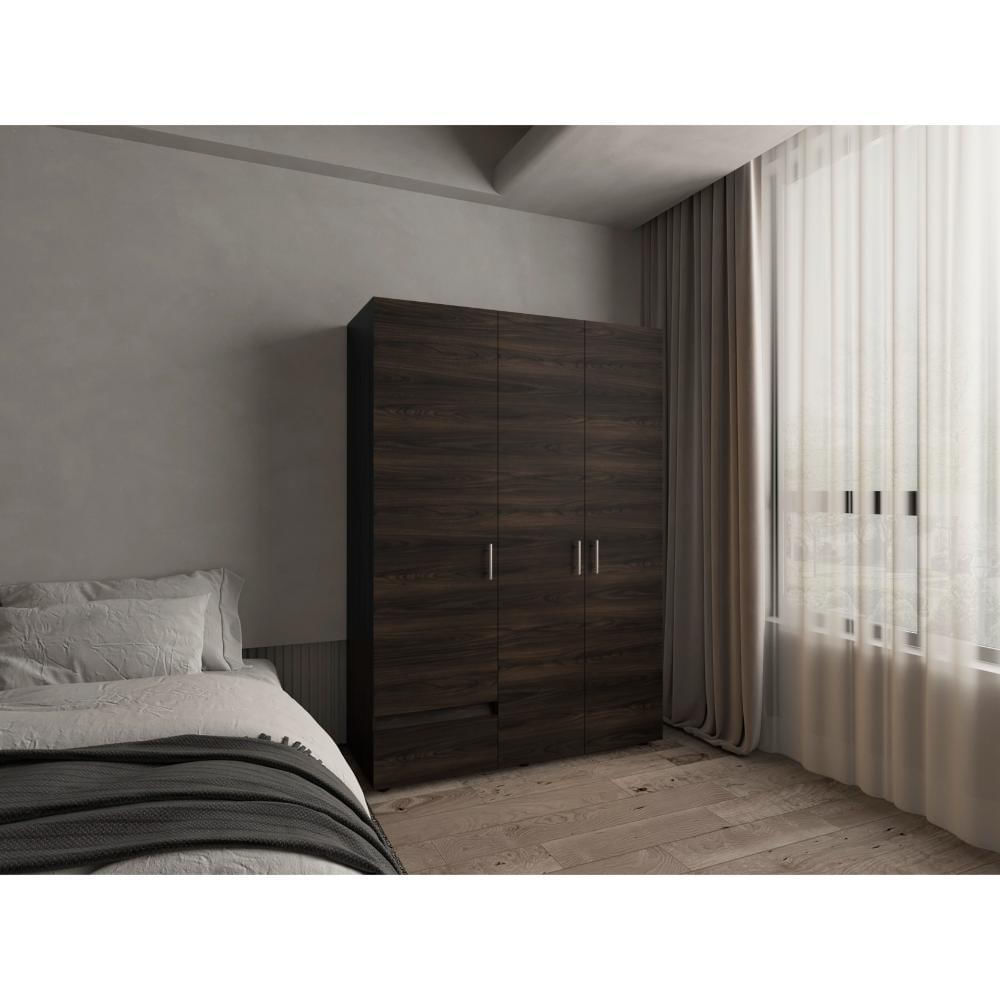 Closet Light 140, Nogal Y Wengue, Con Tres Puertas Abatibles img #3