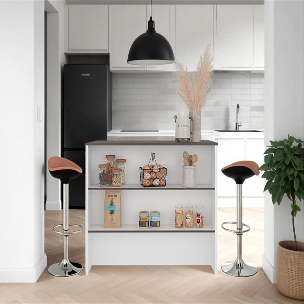 Barra De Cocina Diamante, Blanco Y Milan, Con Entrepaños img #2