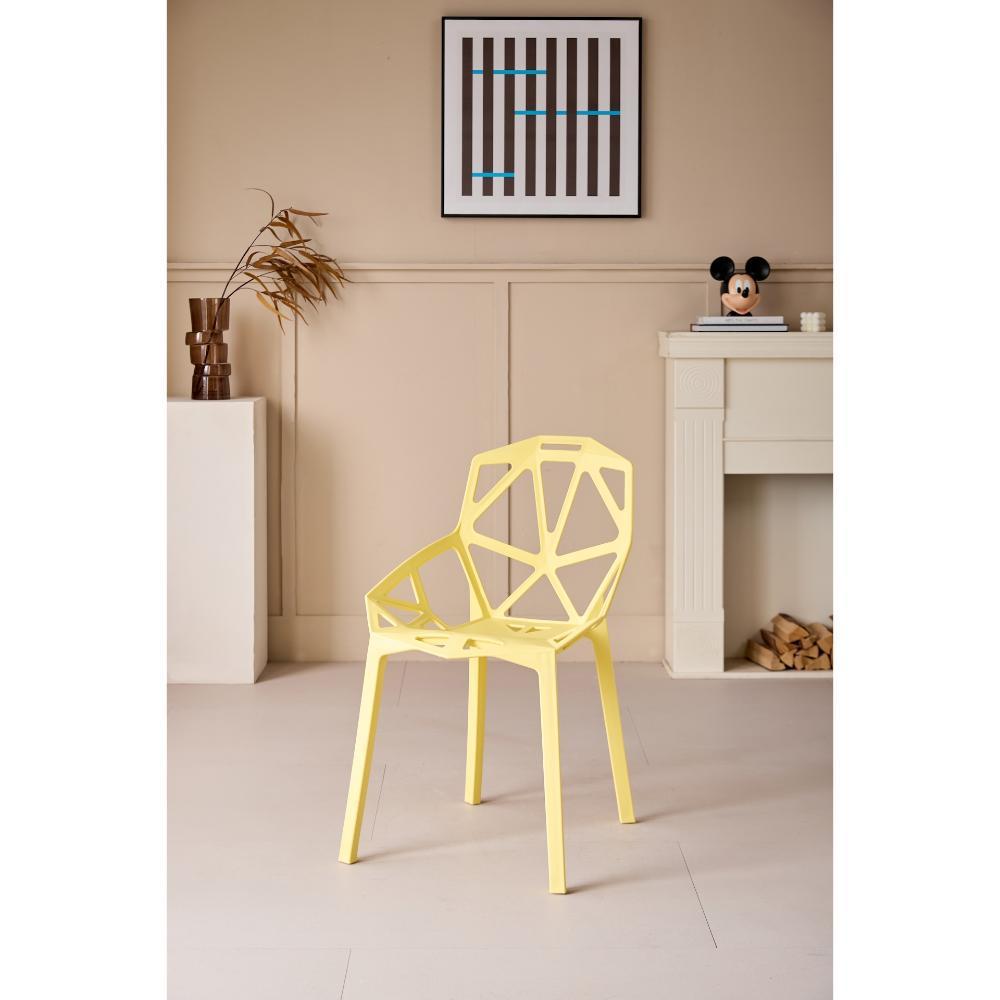 Silla Roxy Color Amarillo Con Espaldar Y Diseño Moderno img #2