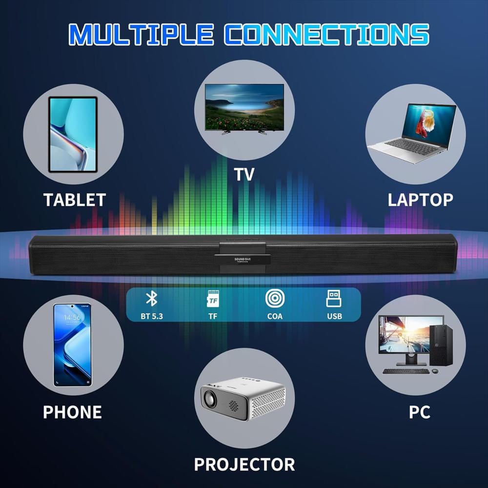 Barra De Sonido Quntelon Bluetooth Sonido Envolvente Doble Canal 4 Micrófonos Inalámbricos Negra img #4