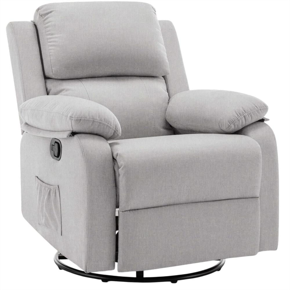 Sillón Reclinable Mecedora Giratoria Korser Gris Claro