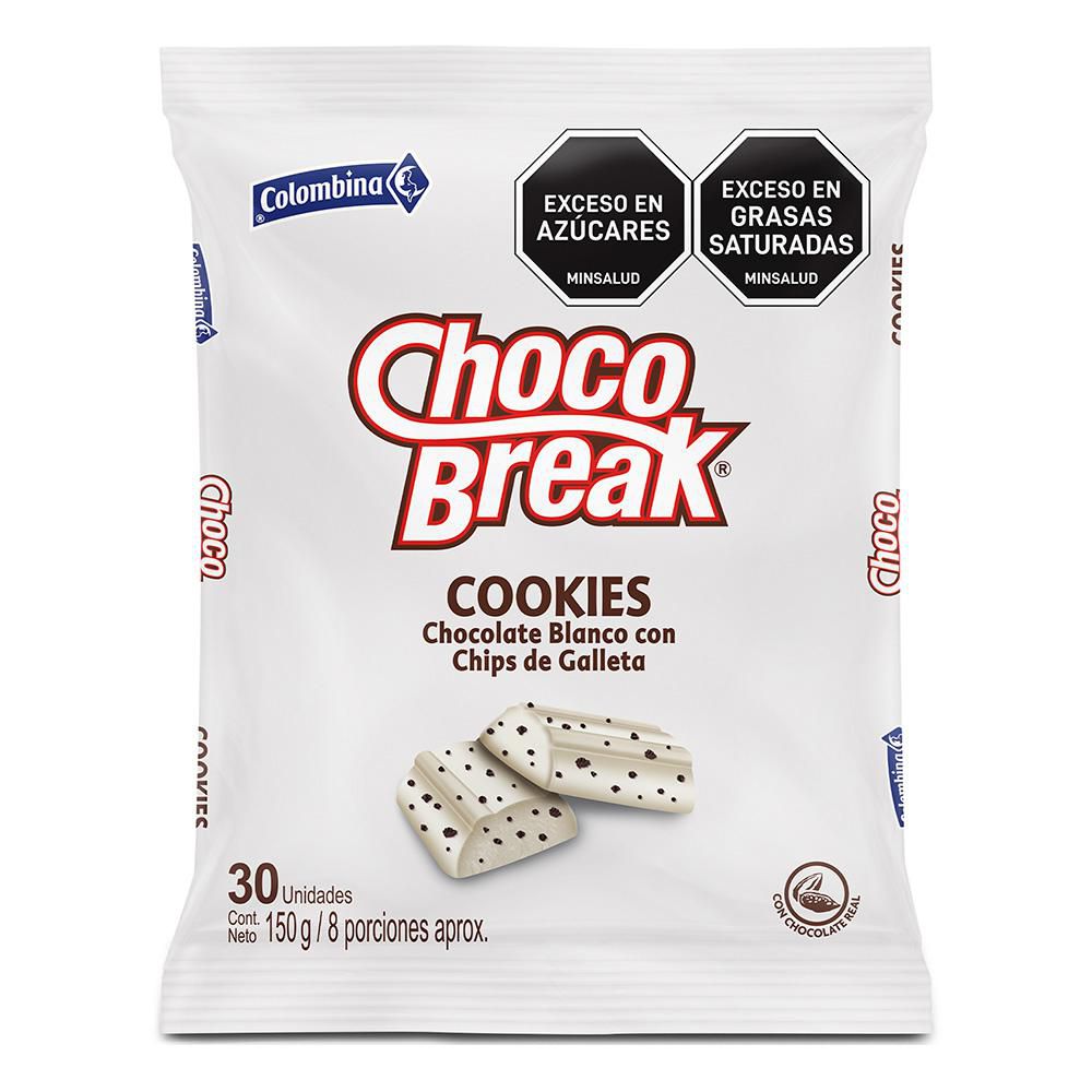 Chocolates CHOCOBREAK blanco con chips de galleta (150  gr)