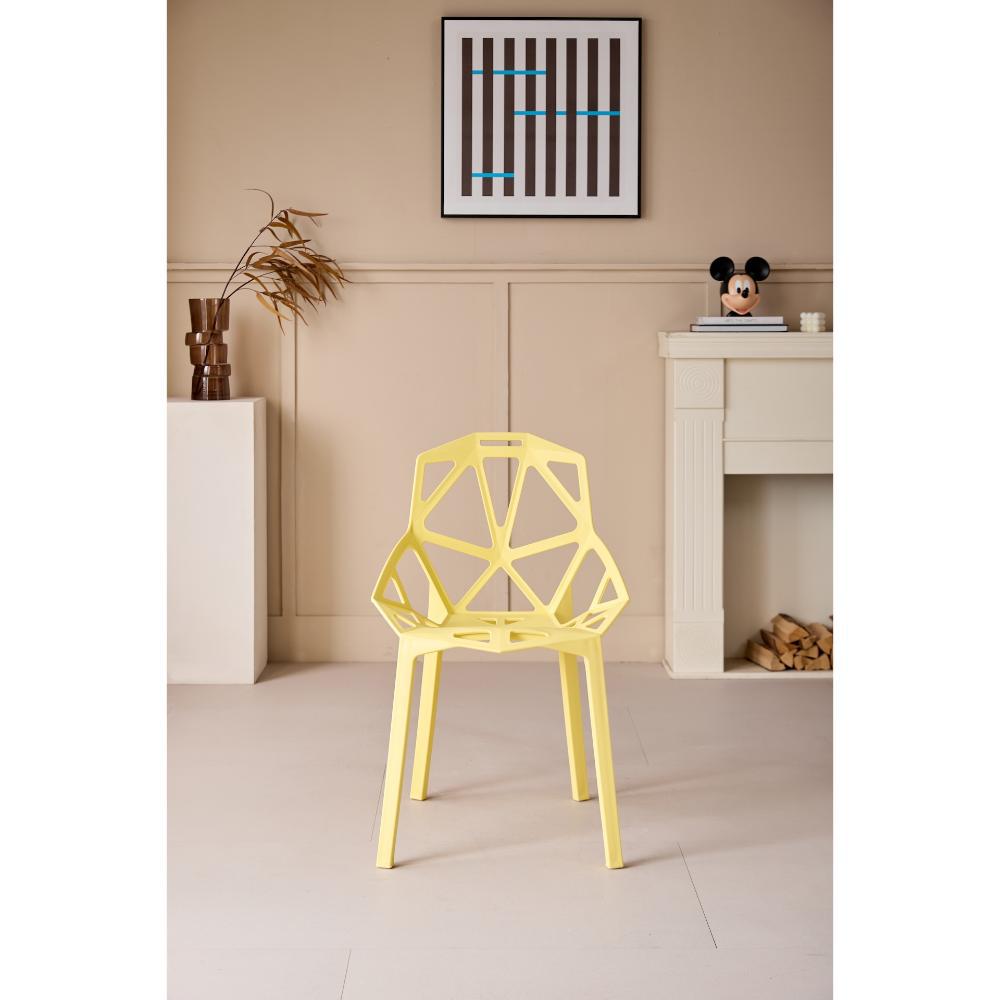 Silla Roxy, Color Amarillo, Con Espaldar Y Diseño Moderno img #3