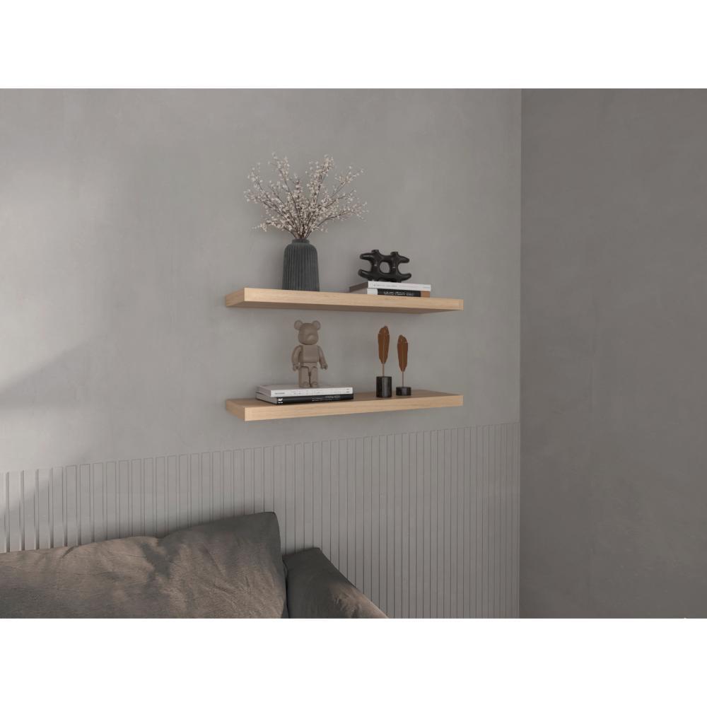Repisa Flotante Maca X2, Beige, Con Espacio Para Ubicar Objetos Zf img #2