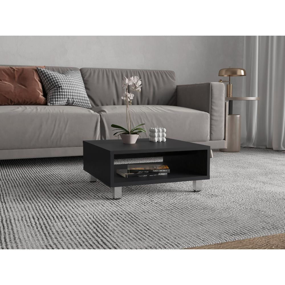 Mesa De Centro Pity, Wengue, Con Patas En Acero Cromado Zf img #2