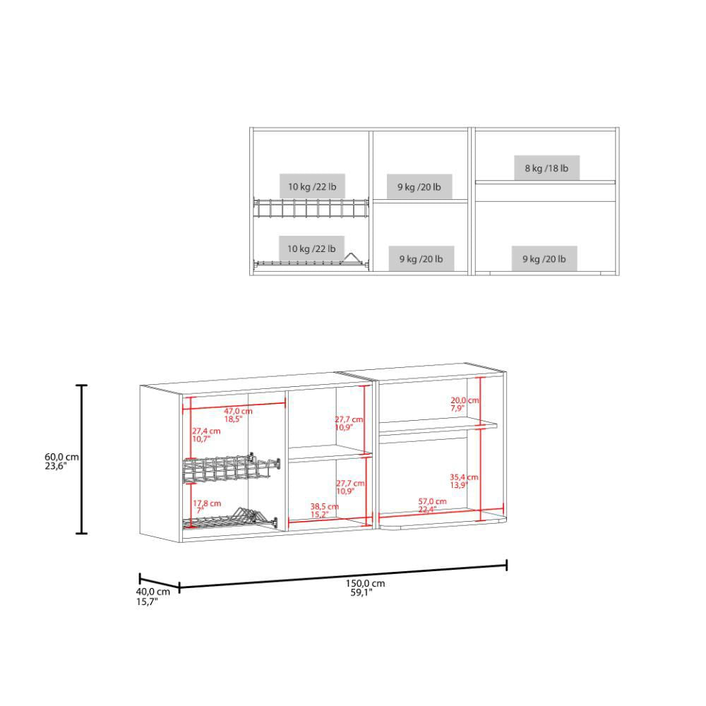 Gabinete Superior Kazán, Kronos Wengue, Con Dos Puertas Y Espacio Para Ubicar Microondas Zf img #4