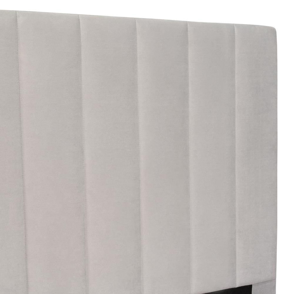 Cama Doble Lisa, Gris Claro, Madera Roble Tapizada img #4