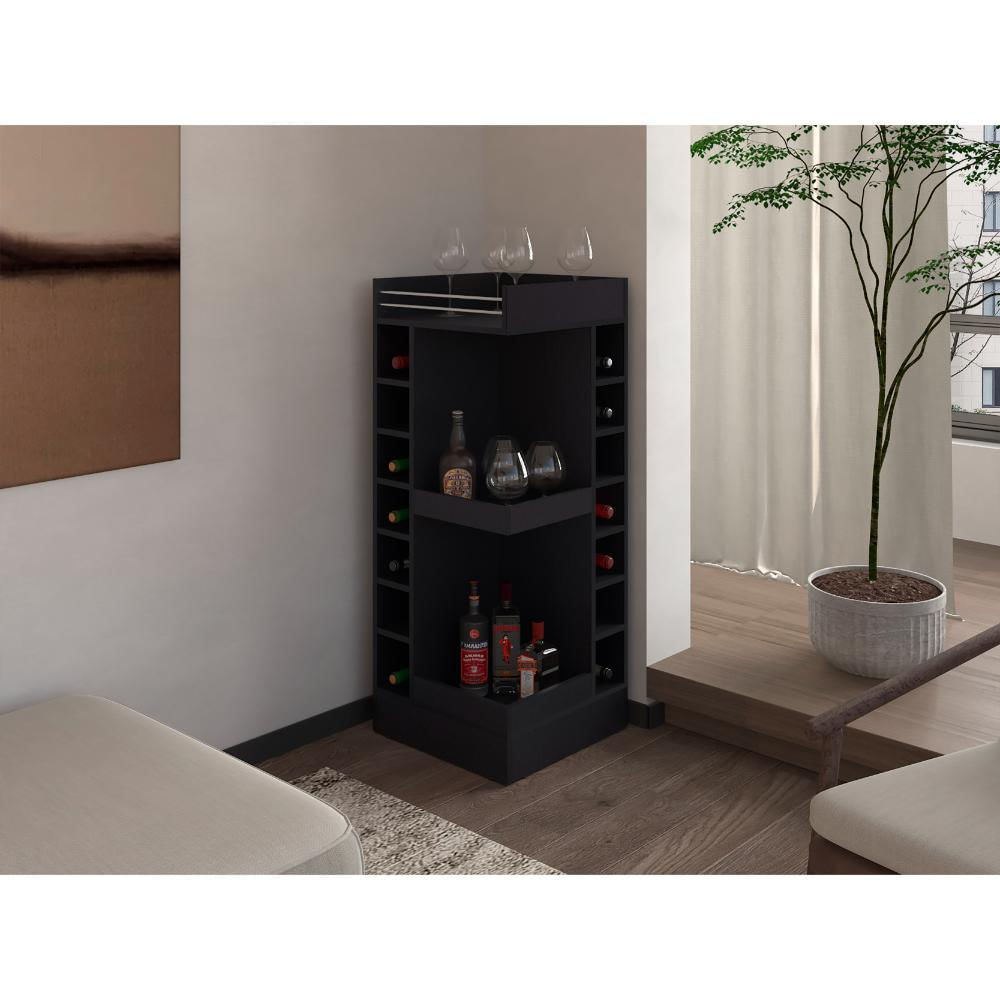 Bar Bajo Esquinero Lym, Wengue, Con Espacio Para Ubicar Botellas Zf img #2