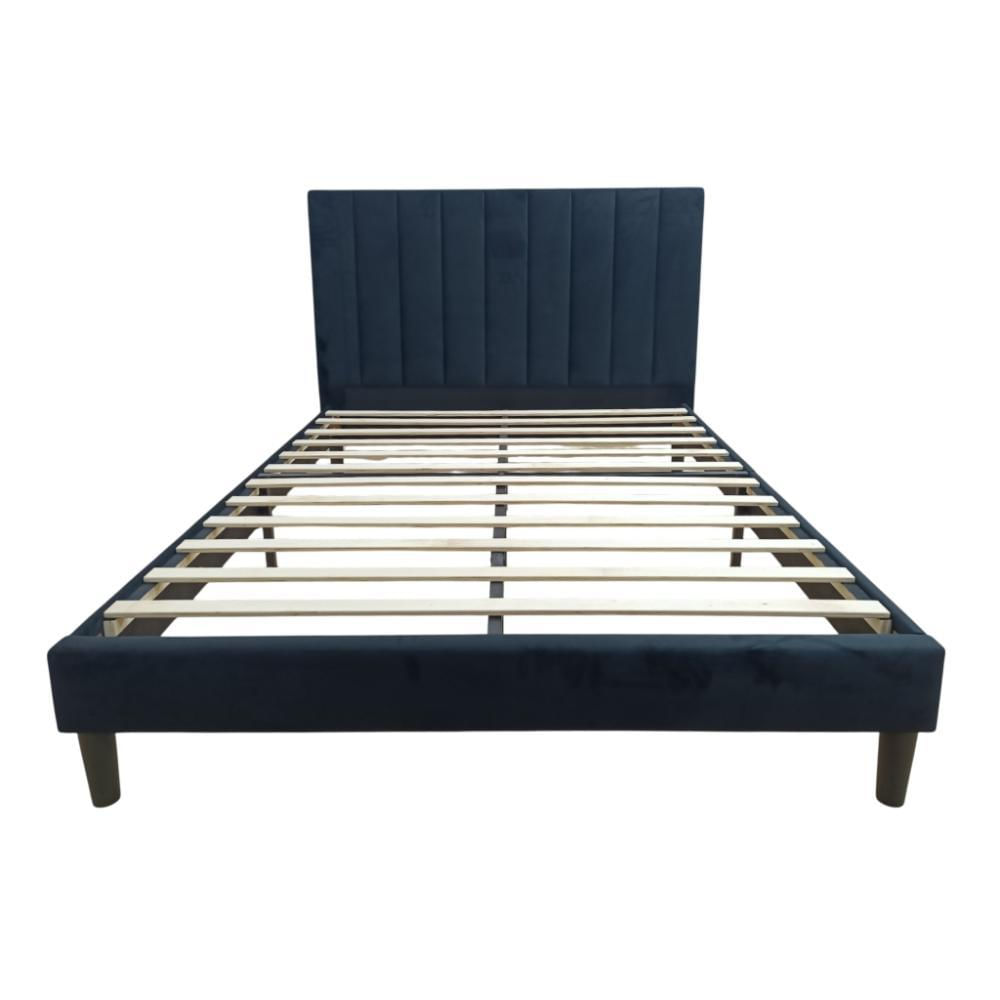 Cama Doble Lisa, Negro, Madera Roble Tapizada img #3