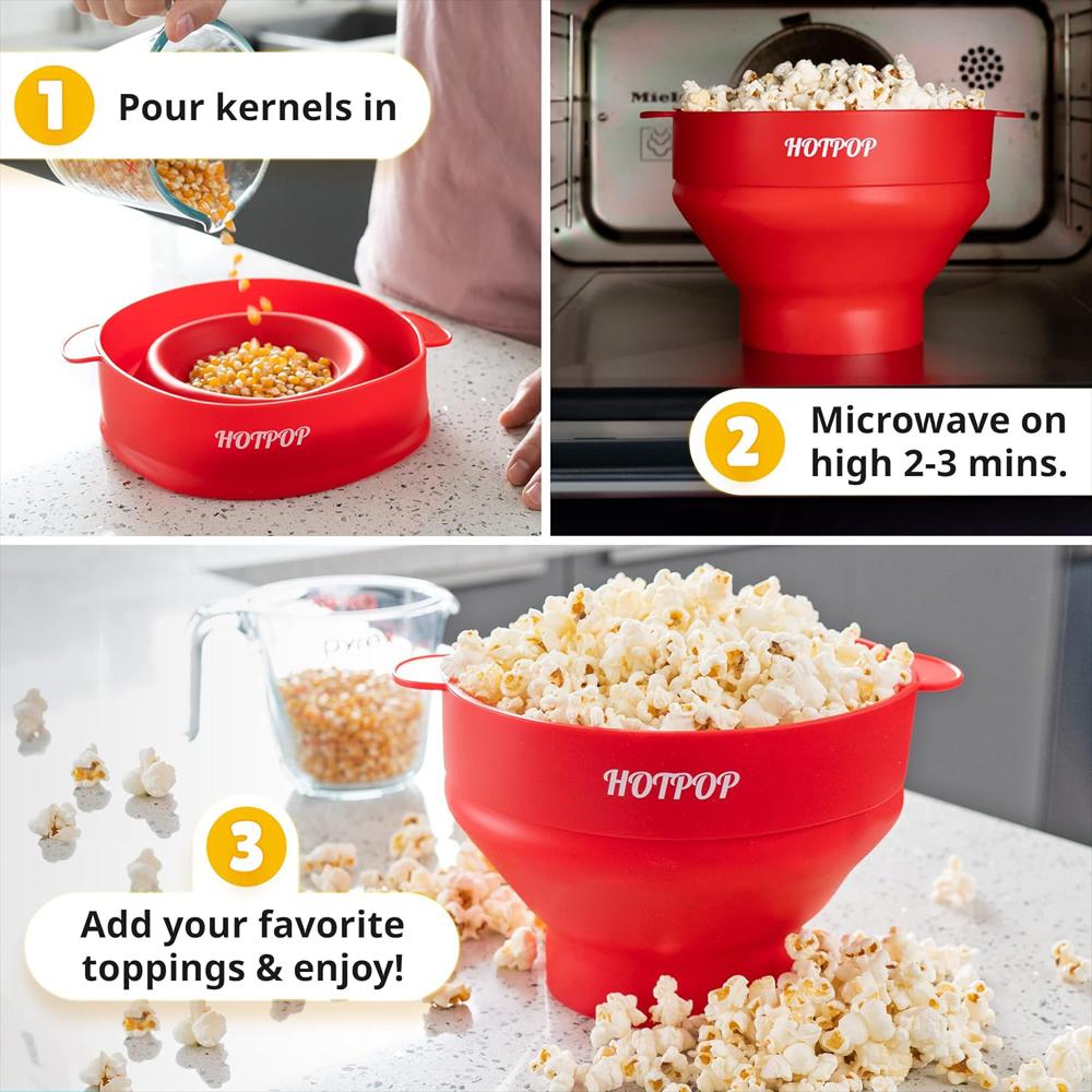 Palomitero Hotpop Silicona Plegable Apto Microondas Sin Bpa 1.5 Litros img #3