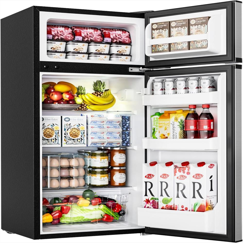 Refrigerador Mini Euhomy 4.5 Pies Cubiertos 2 Puertas Ajuste De Temperatura 3 Niveles