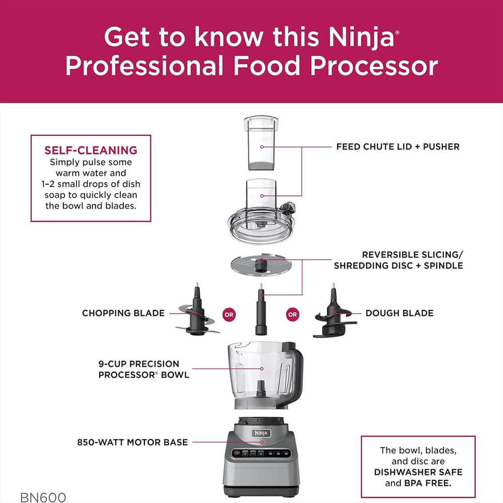 Procesador De Alimentos Ninja 850 Vatios 9 Tazas Acero Inoxidable Programas Auto Iq img #2