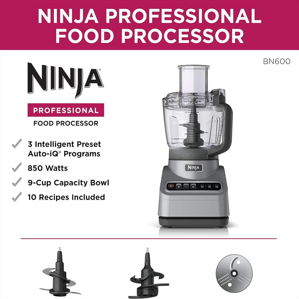 Procesador De Alimentos Ninja 850 Vatios 9 Tazas Acero Inoxidable Programas Auto Iq img #3