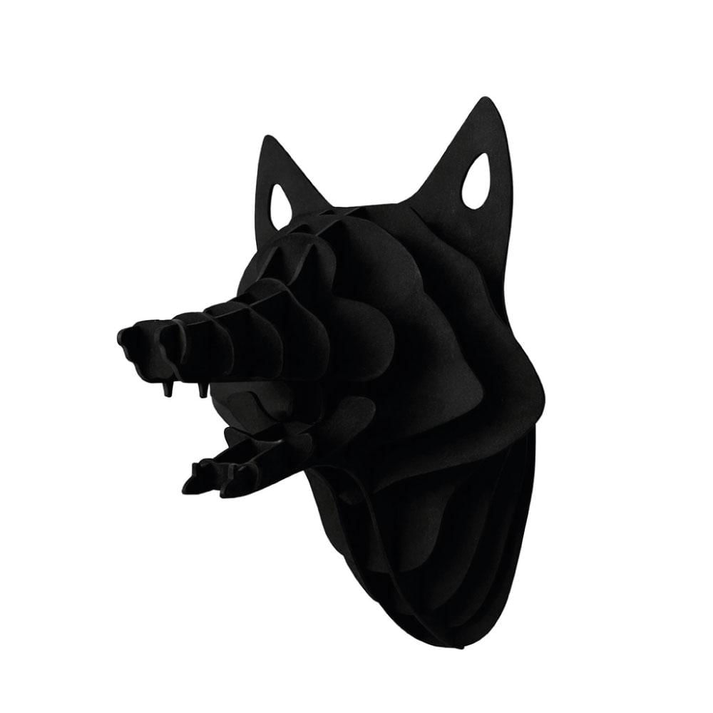 Escultura De Cabeza Rústica De Lobo Negro Para Colgar img #2