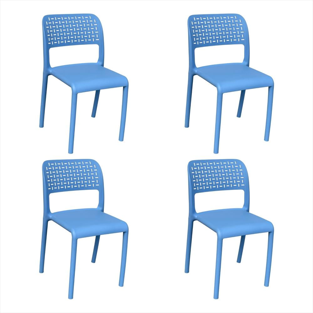 Set X4 Sillas Ergonómicas Con Respaldo Calado Color Azul img #1