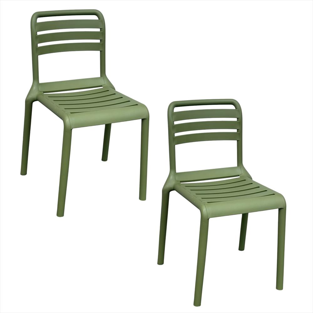 Set X2 Sillas Con Respaldo Horizontal Color Verde img #1