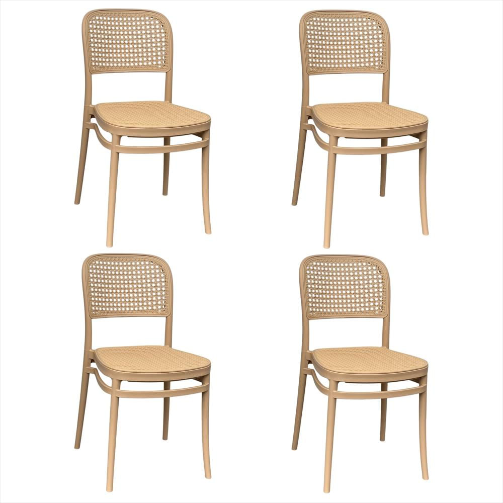 Set X4 Sillas Solea Compactas Tipo Mimbre Color Beige img #1