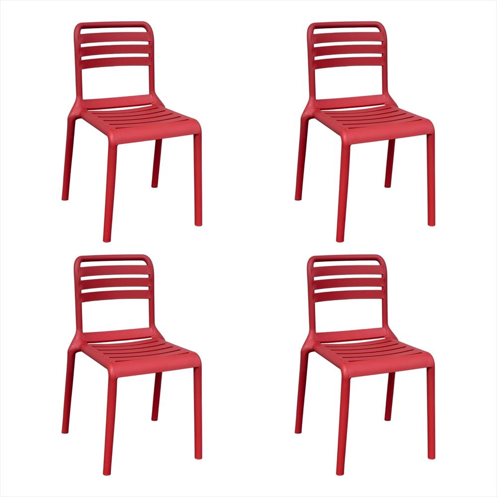Set X4 Sillas Con Respaldo Horizontal Color Rojo img #1