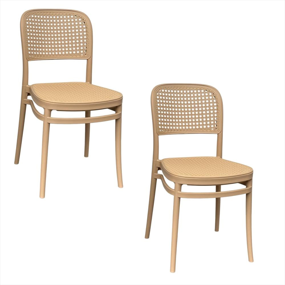 Set X2 Sillas Solea Compactas Tipo Mimbre Color Beige img #1