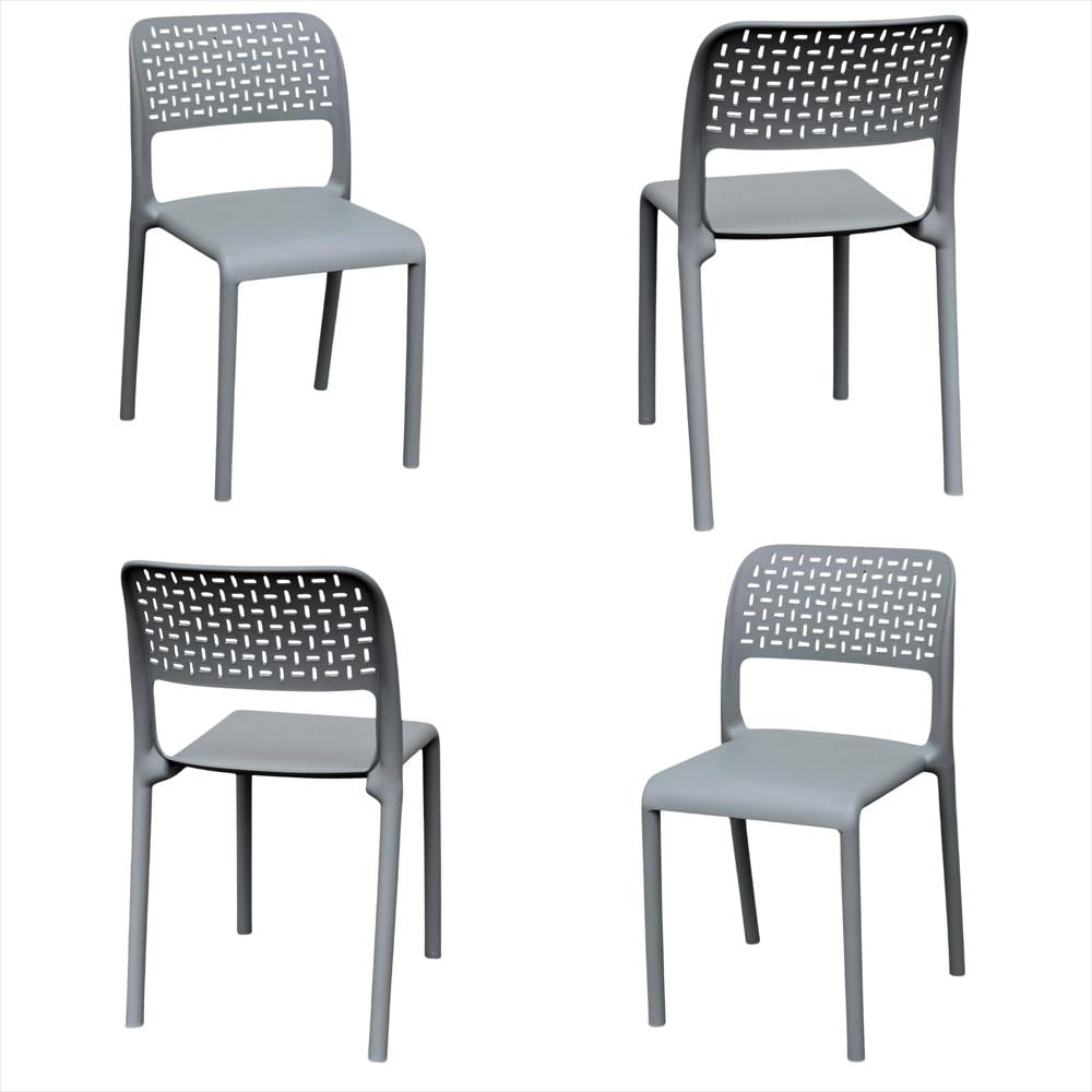 Set X4 Sillas Ergonómicas Con Respaldo Calado Color Gris img #1