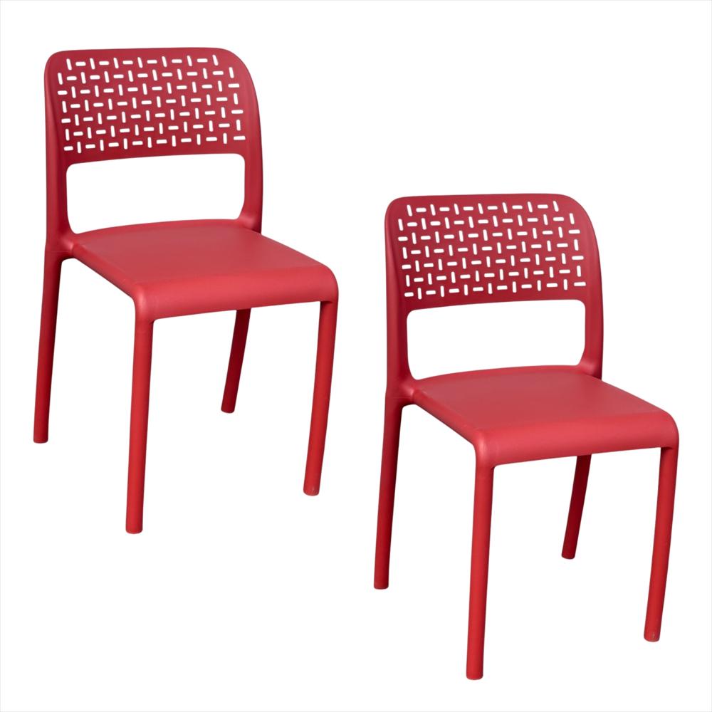 Set X2 Sillas Ergonómicas Con Respaldo Calado Color Rojo img #1
