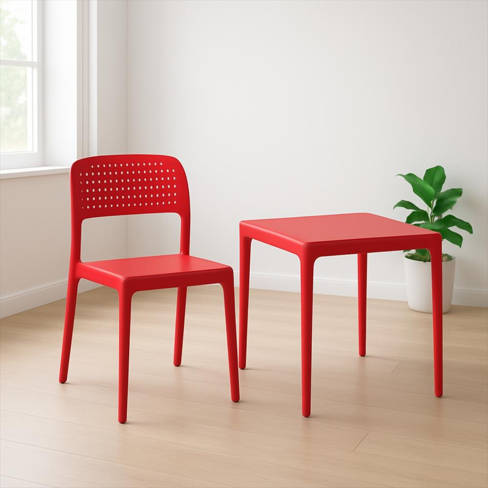 Set X2 Sillas Ergonómicas Con Respaldo Calado Color Rojo img #5