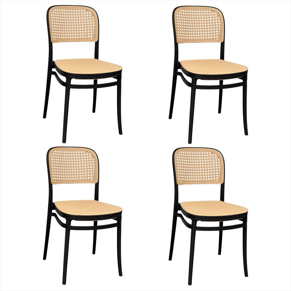 Set X4 Sillas Solea Compactas Tipo Mimbre Color Negro img #1