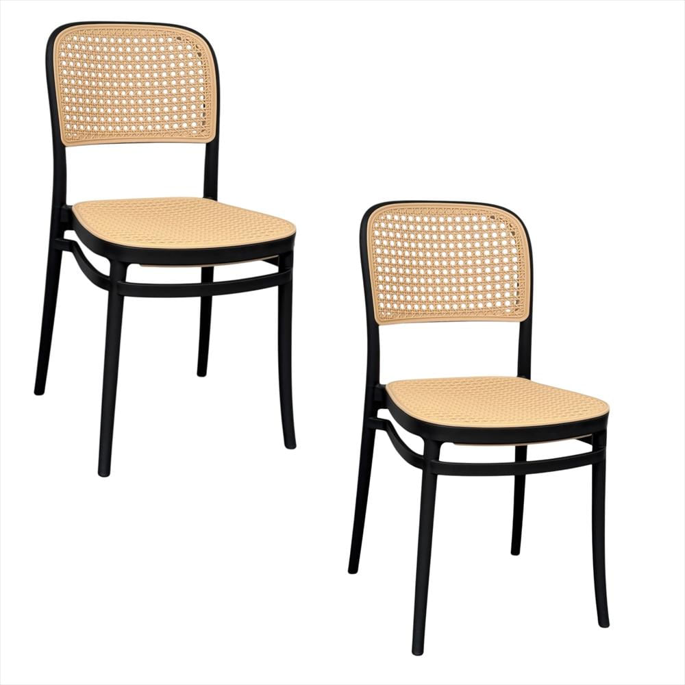 Set X2 Sillas Solea Compactas Tipo Mimbre Color Negro img #1