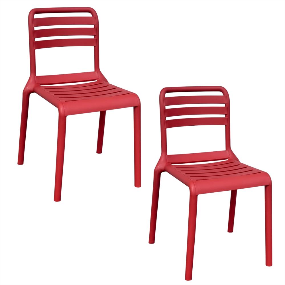Set X2 Sillas Con Respaldo Horizontal Color Rojo img #1