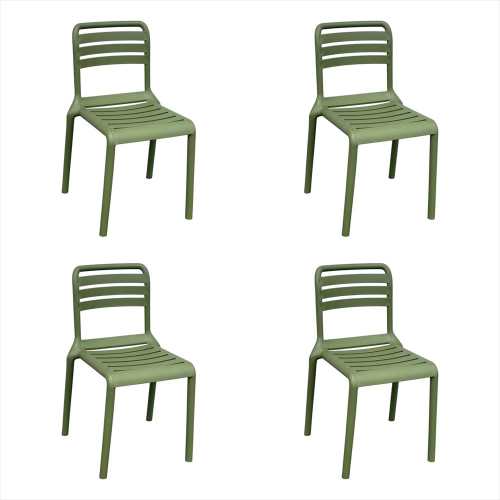 Set X4 Sillas Con Respaldo Horizontal Color Verde img #1