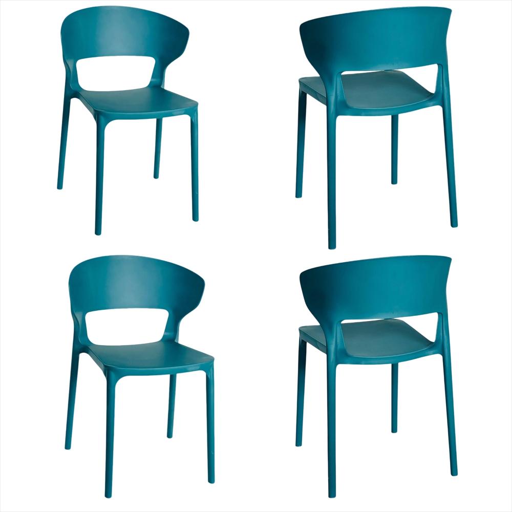 Set X4 Sillas Versa En Polipropileno Color Azul Turquesa img #1